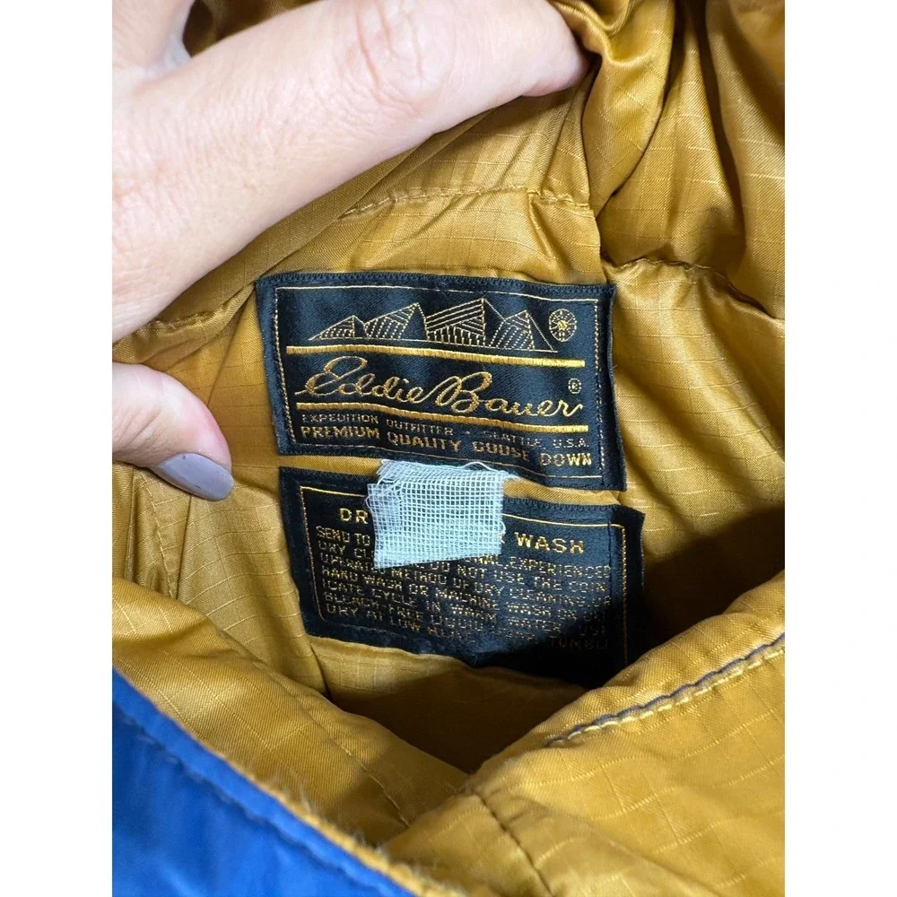 Vintage Eddie bauer Royal Blue Ski Snow Pants goose‎ down Full Zip Legs 90's